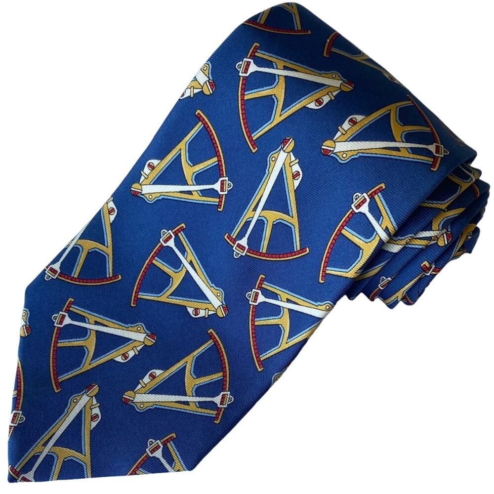 Gucci 100% Silk Made in Italy Men's Tie Sextant Print in Blue 58 x 3 3/4"  flaw